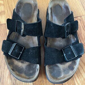 Birkenstock Arizona Soft Footbed - Suede (Unisex) Black Suede EU 39